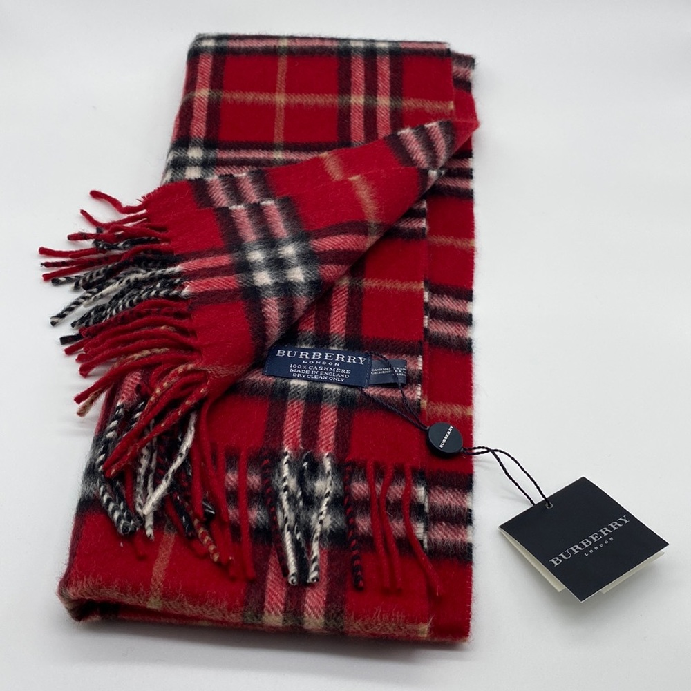 Burberry Classic Red Plaid Cashmere Scarf